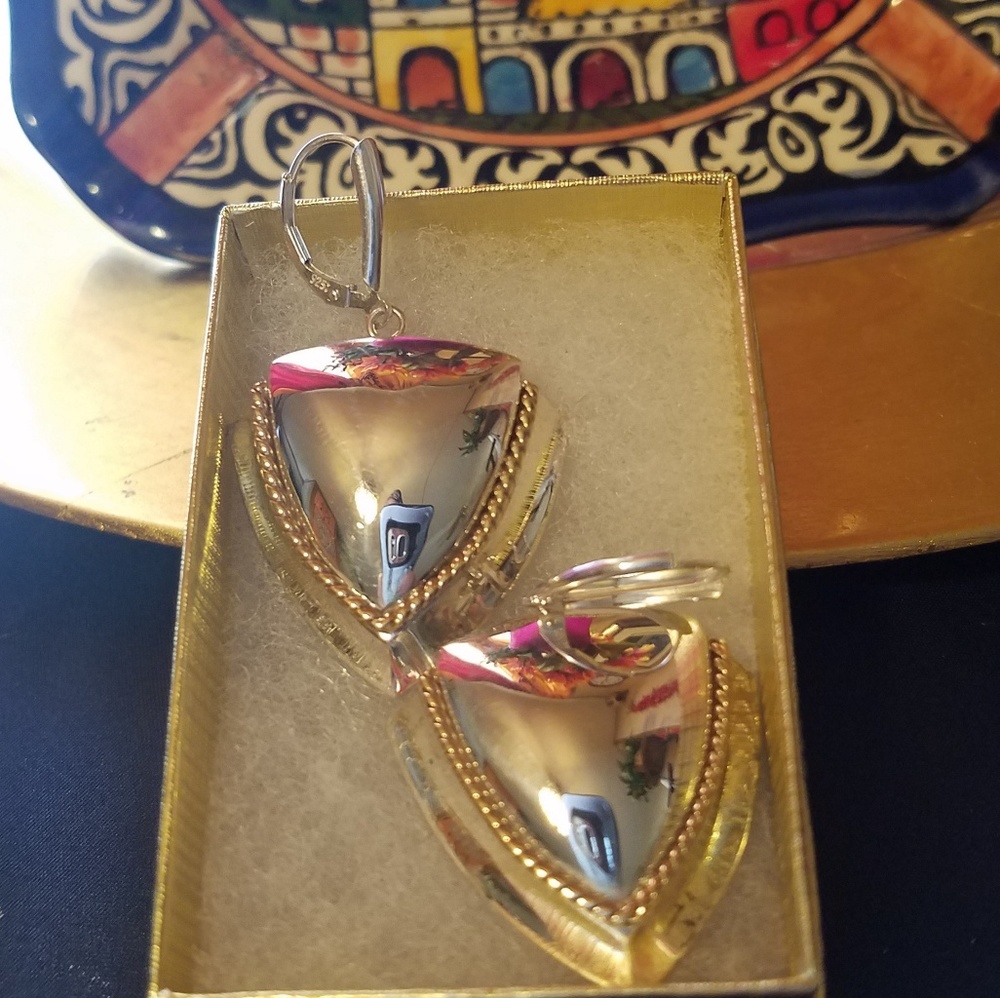 925 silver vintage large earrings